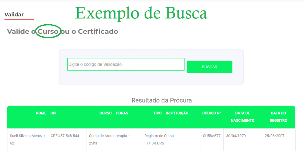 validar curso